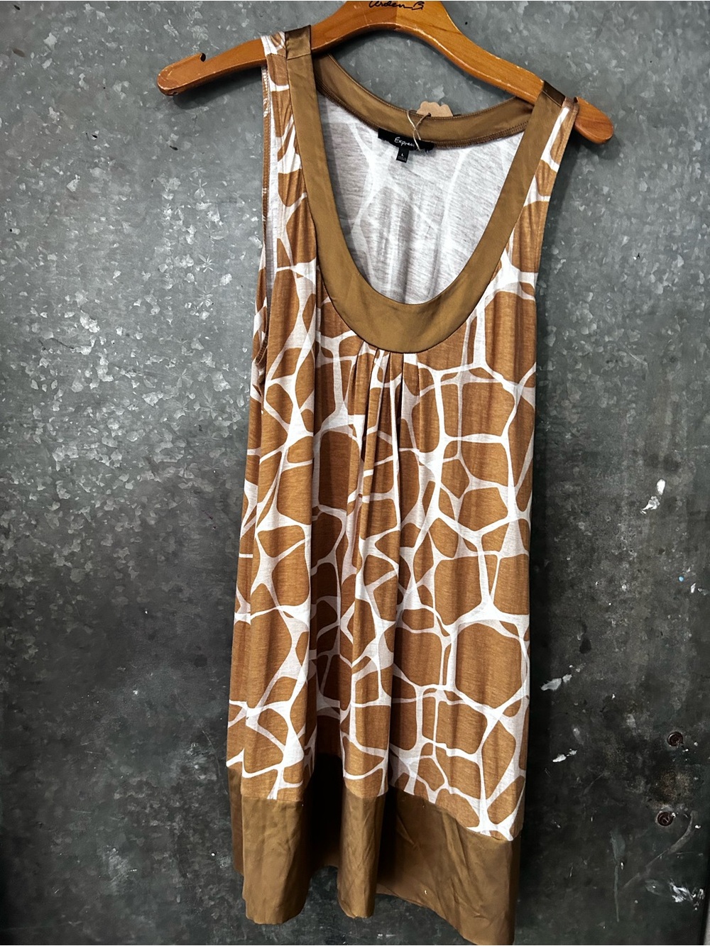 Express Giraffe print tunic Brown & White Patterned Sleeveless Dress